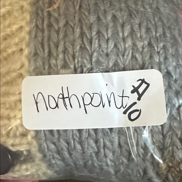 VTG M NORTHPOINT charming grey-beige landscape sheep pastoral hand knit cardigan - Picture 11 of 11